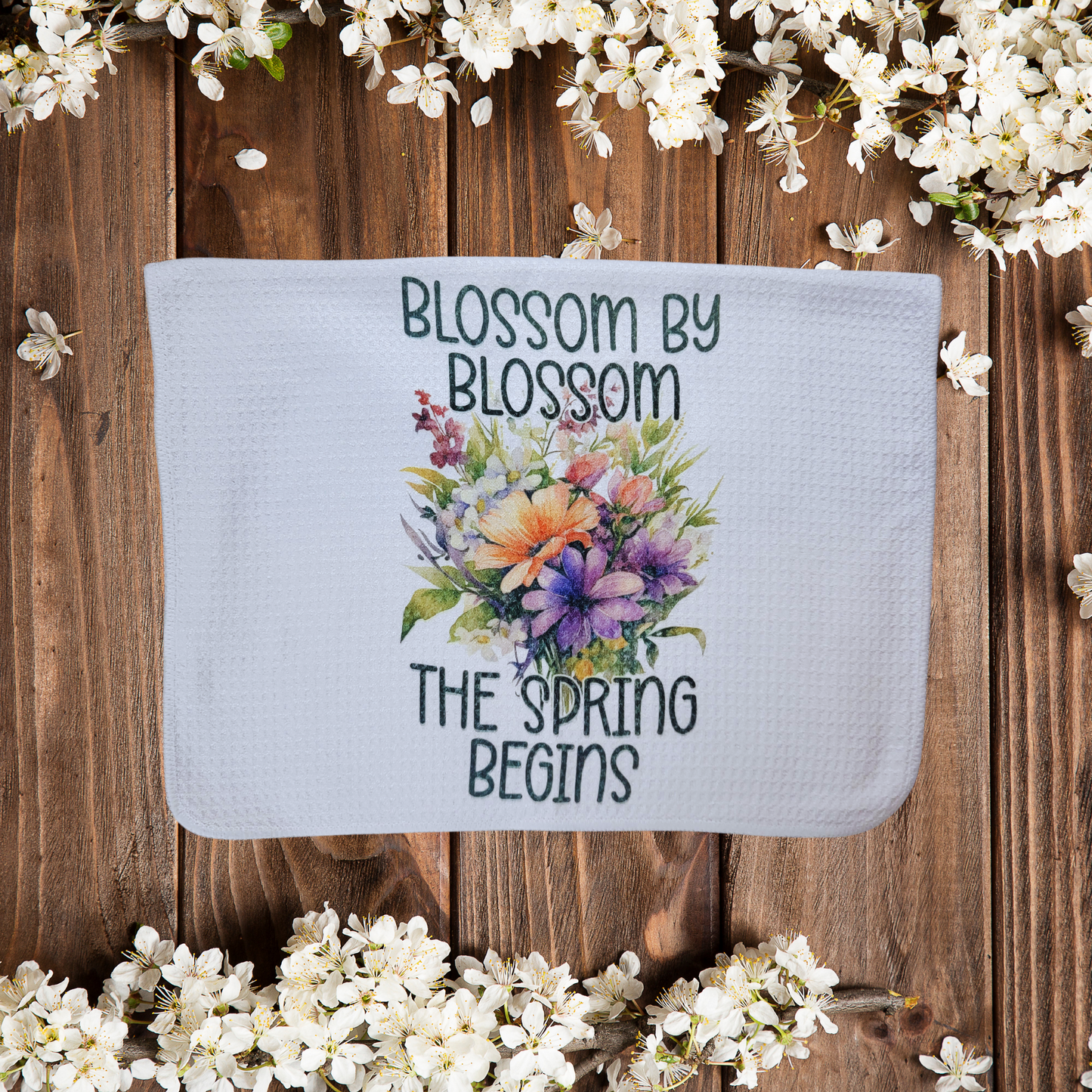 Hello Spring Flowers Kitchen Towel