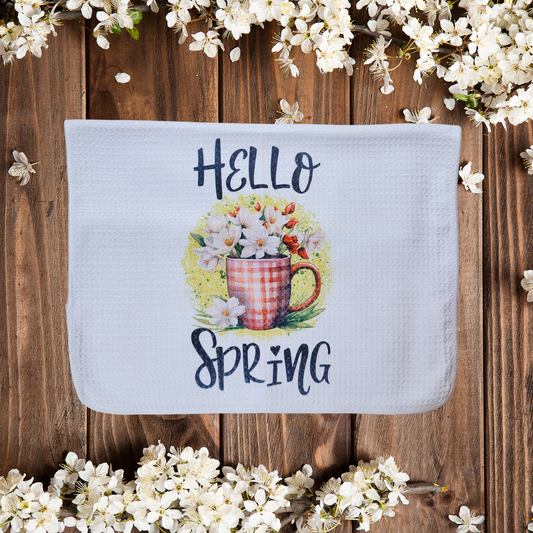 Hello Spring Cup Kitchen Towel