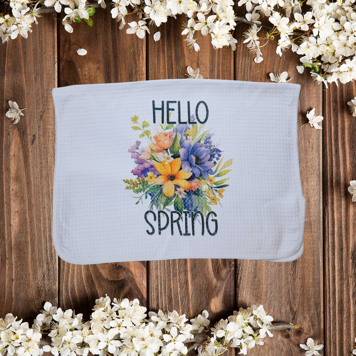 Hello Spring Flowers Kitchen Towel