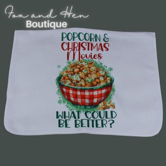 Popcorn and Christmas Kitchen Towel