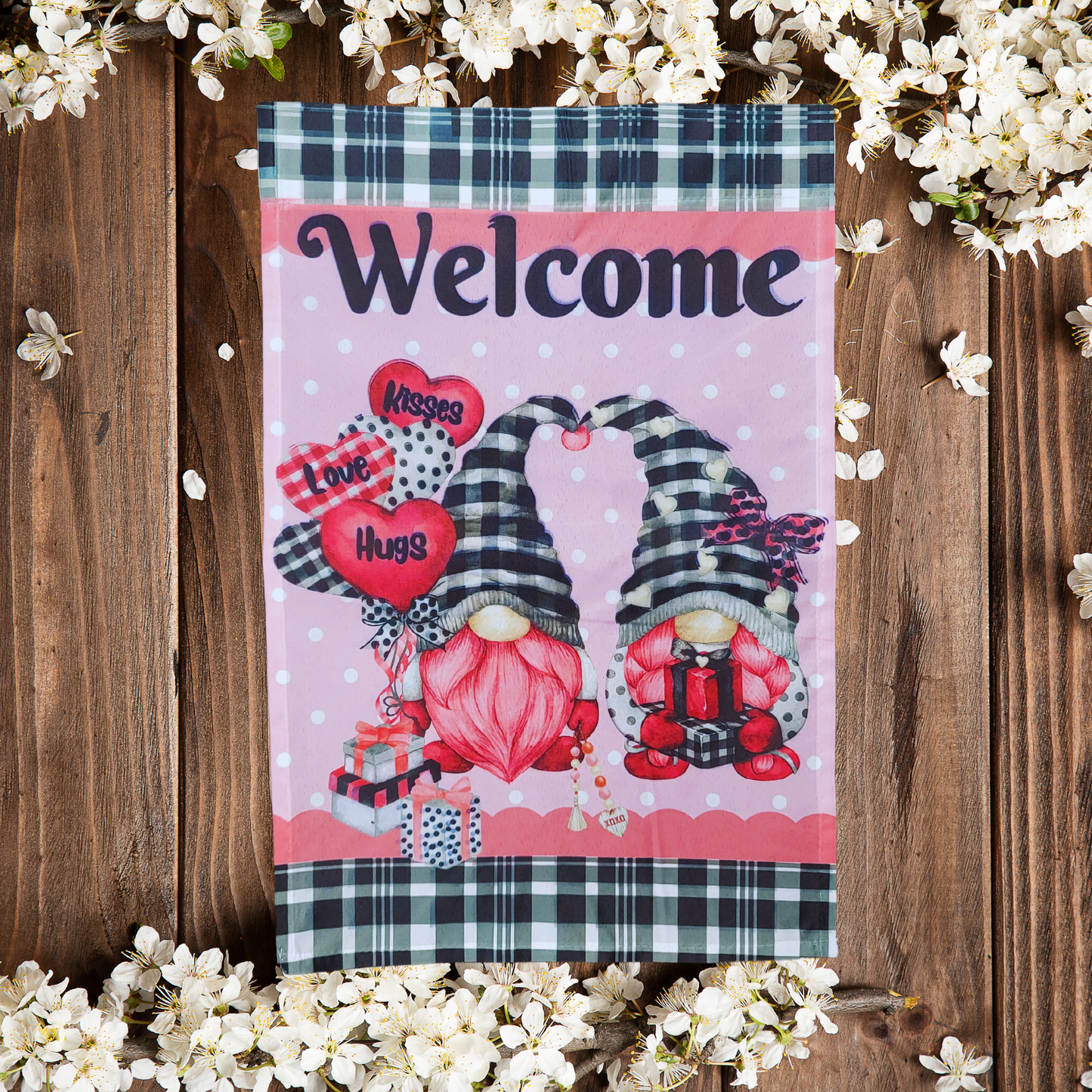 Valentine Gnomes Garden Flag