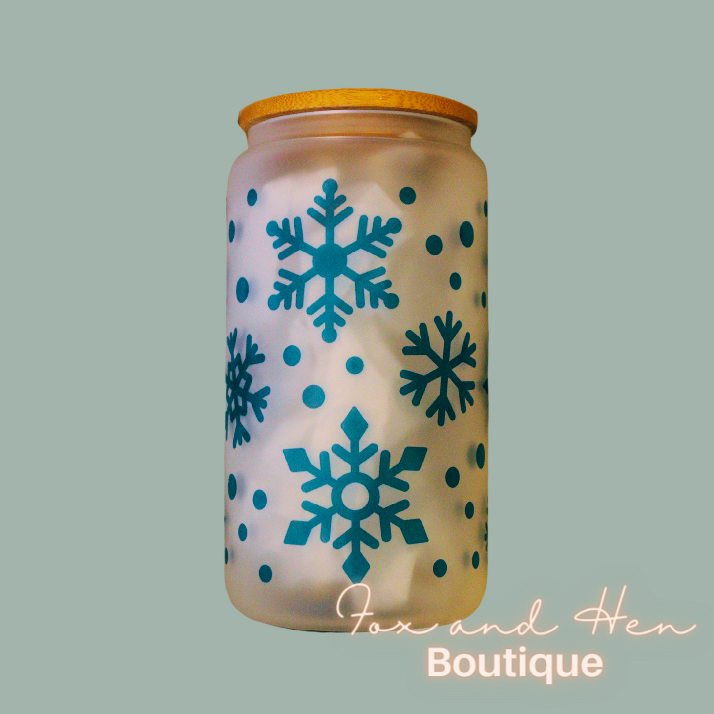 Snowflakes Glass Can