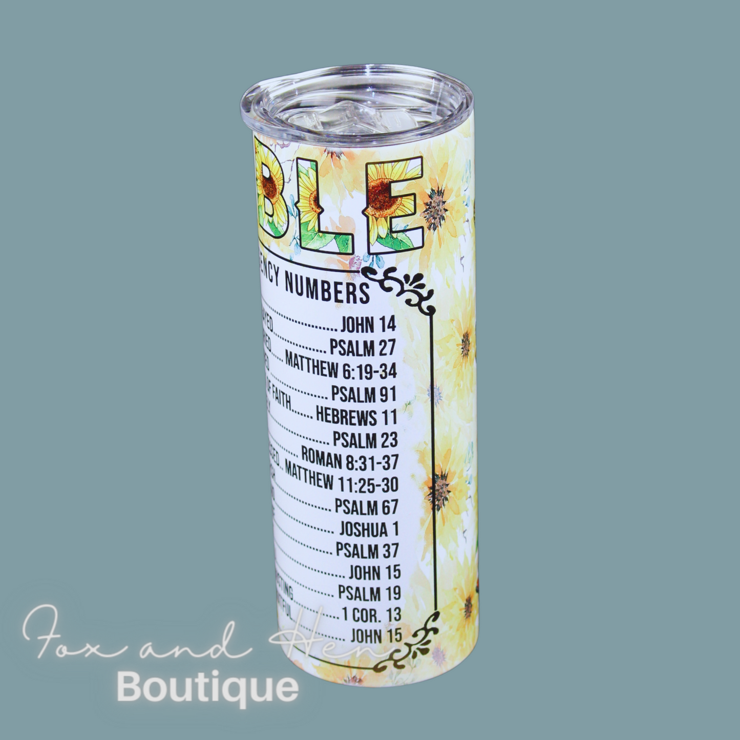 Bible Emergency Numbers Tumbler