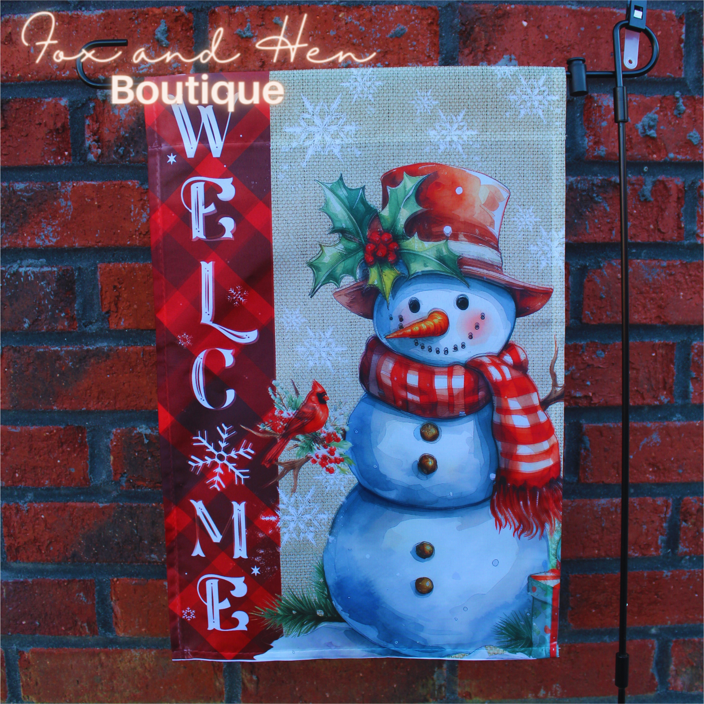 Welcome Snowman Garden Flag