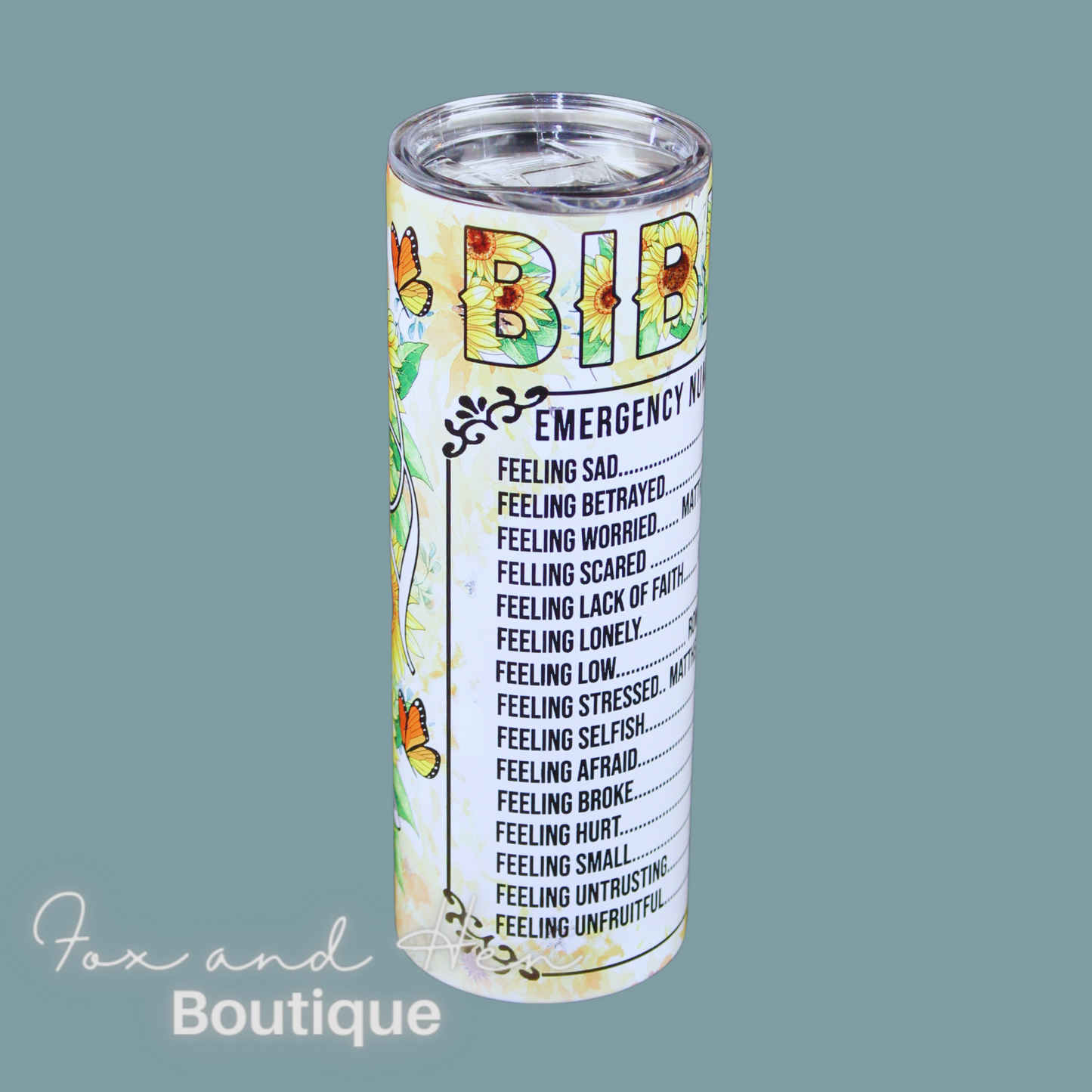 Bible Emergency Numbers Tumbler