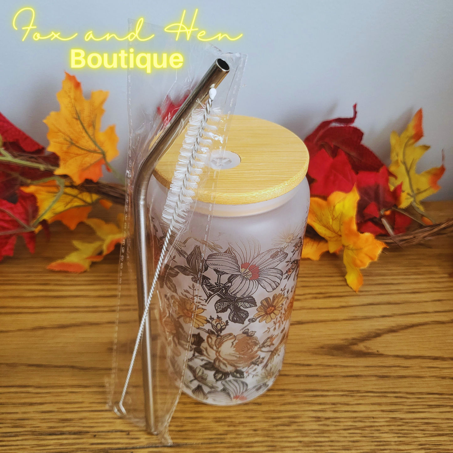 Autumn Florals Glass Can