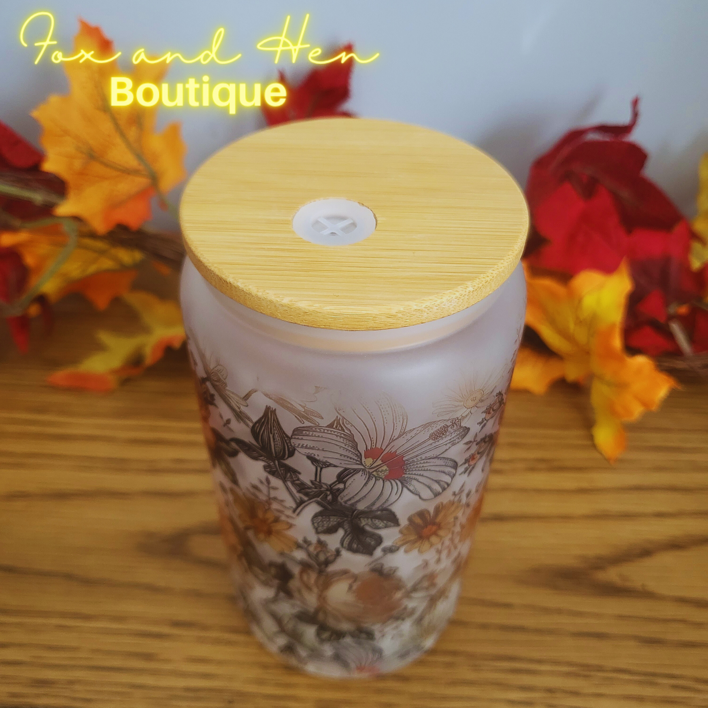 Autumn Florals Glass Can