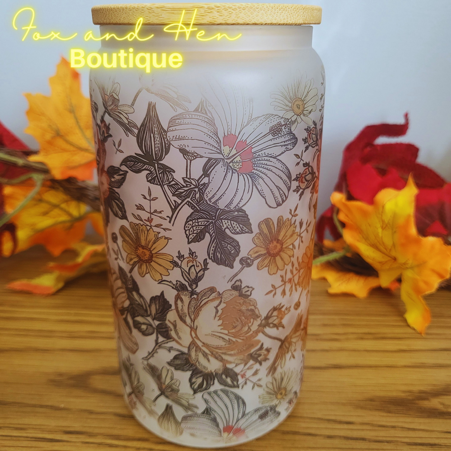 Autumn Florals Glass Can