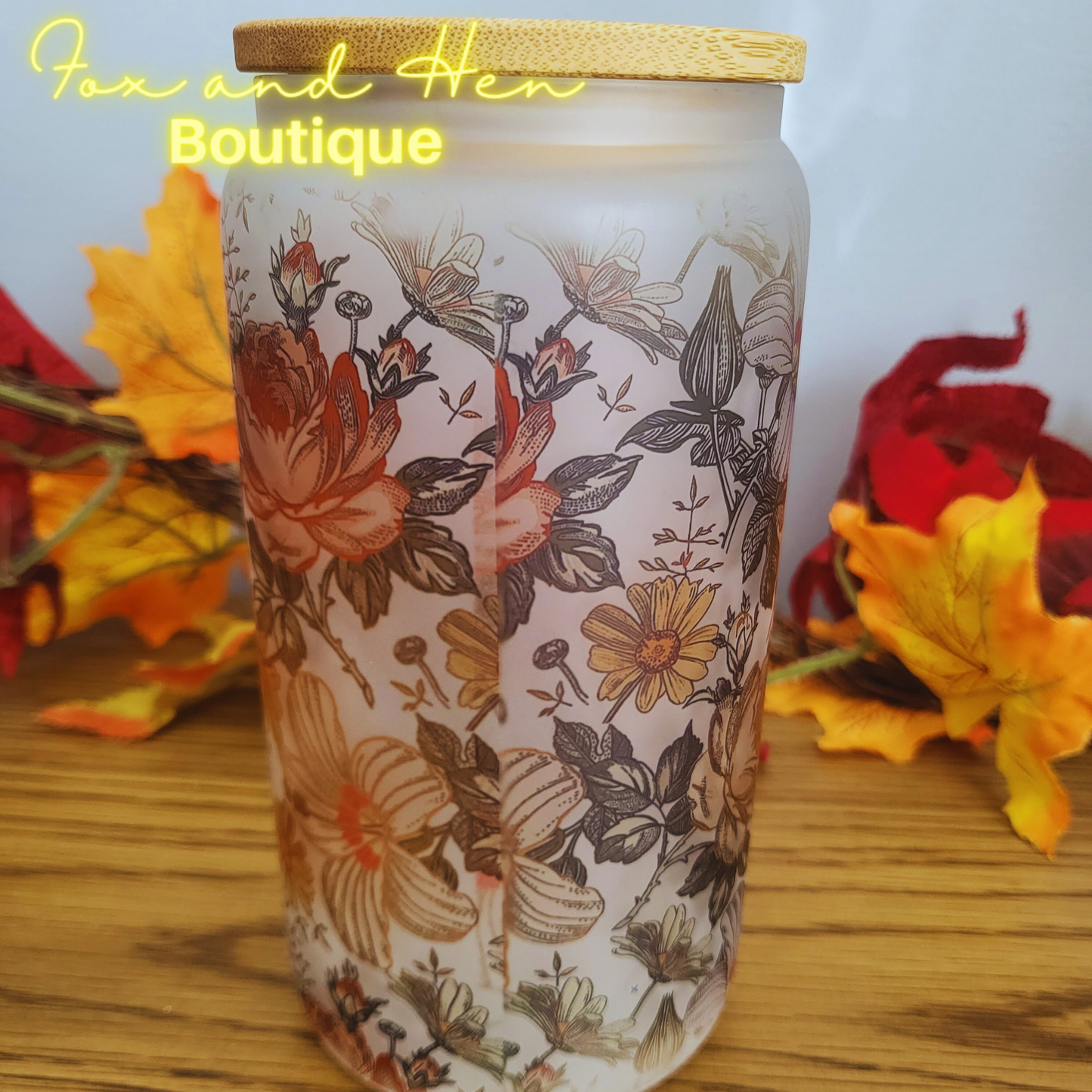 Autumn Florals Glass Can