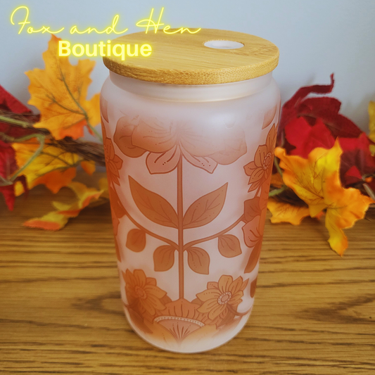 Groovy Autumn Boho Glass Can